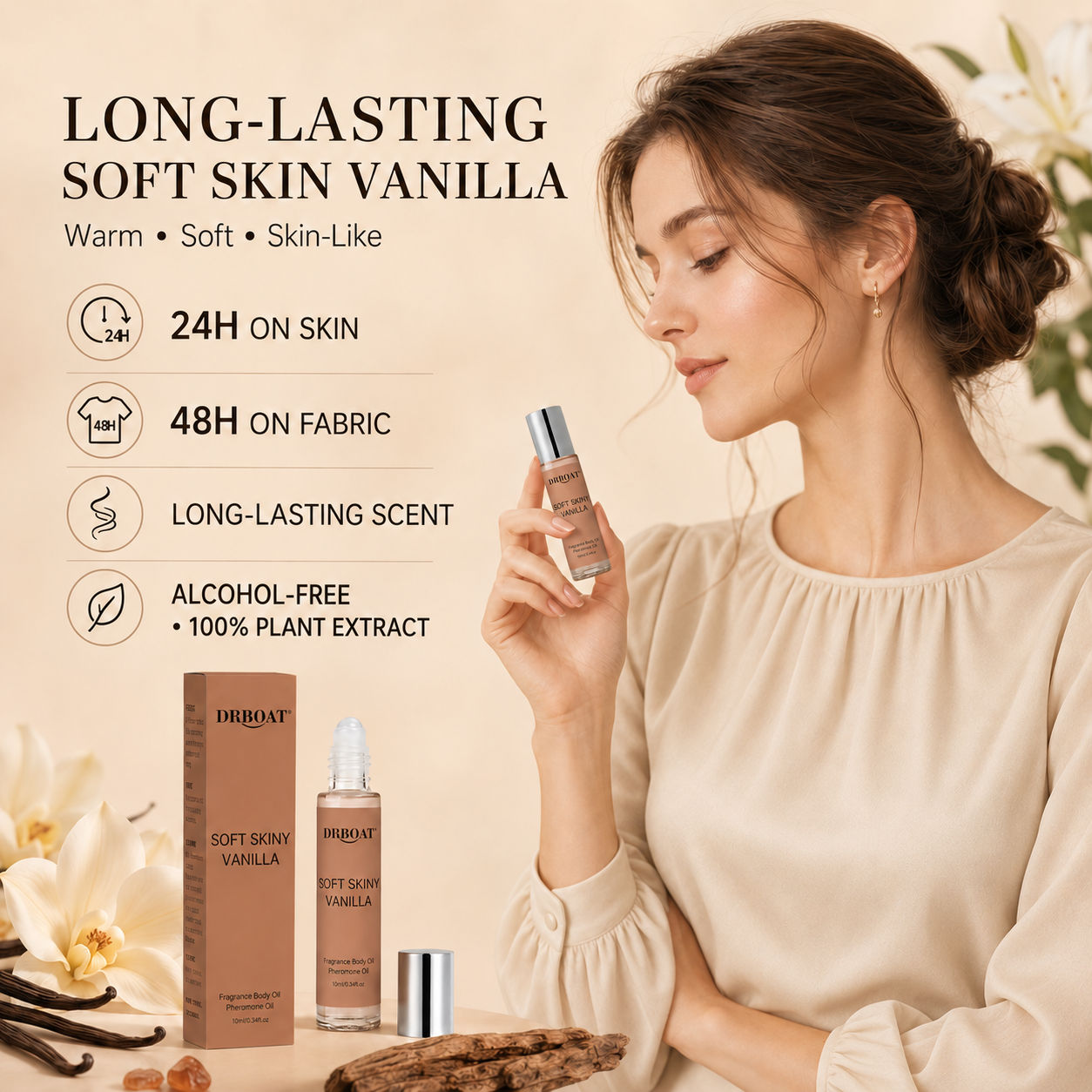 Perfume Fragrance Oil - Óleo de fragrância roll-on para mulheres,